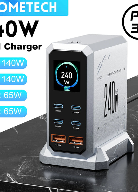 240W GaN 6 port desktop charging station UK