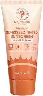 Ms Tsung Premium Sunkissed Tinted Sunscreen SPF50 PA+++ 50g – Lightweight Face Sunscreen with Natural Tint, Broad Spectrum UV Protection, Non-Greasy