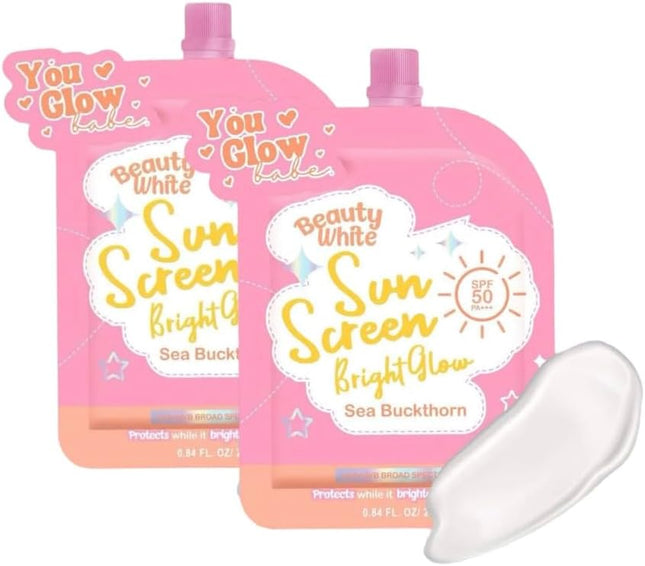 You Glow Babe Sunscreen Twin Pack – Lightweight Daily UV Protection, Non-Greasy Face & Body Sunscreen, Hydrating & Fast Absorbing, Suitable for All Skin Types (Pack of 2)