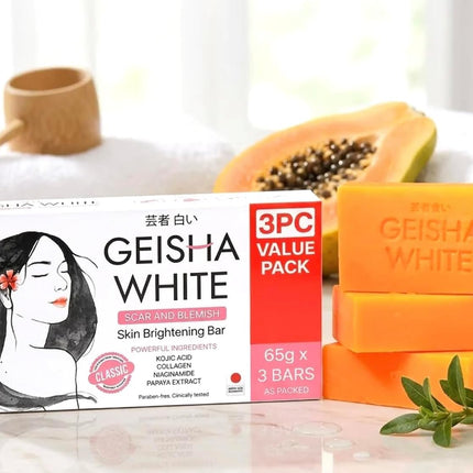 Geisha Skin Brightening Bar Classic Soap 65g (Pack of 3) | Brightening Cleansing Bar for Smooth, Radiant & Healthy-Looking Skin