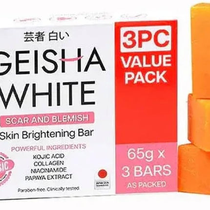 Geisha Skin Brightening Bar Classic Soap 65g (Pack of 3) | Brightening Cleansing Bar for Smooth, Radiant & Healthy-Looking Skin