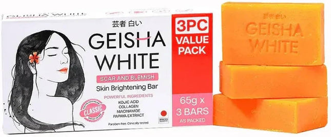 Geisha Skin Brightening Bar Classic Soap 65g (Pack of 3) | Brightening Cleansing Bar for Smooth, Radiant & Healthy-Looking Skin