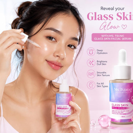 Ms Tsung Glass Skin Facial Serum 30ml – Hydrating & Brightening Face Serum for Smooth, Radiant Glass Skin, Lightweight Daily Skincare