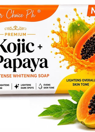 Her Choice Premium Kojic & Papaya Intense Whitening Soap 120g – Skin Brightening Soap Bar for Dark Spots, Acne Marks, Hyperpigmentation, Uneven Skin Tone, Glowing Radiant Skin, Face & Body Whitening