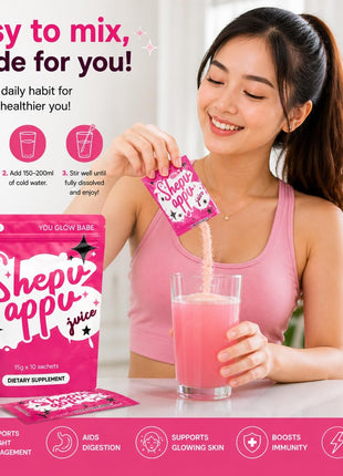 Shepu Appu Juice Powder – Gut Health & Digestion Drink | Energy Boost, Weight Management & Skin Glow Support | 10 x 15g Sachets | No Added Sugar | Daily Wellness Supplement