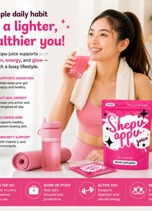 Shepu Appu Juice Powder – Gut Health & Digestion Drink | Energy Boost, Weight Management & Skin Glow Support | 10 x 15g Sachets | No Added Sugar | Daily Wellness Supplement