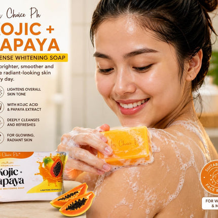Her Choice Premium Kojic & Papaya Intense Whitening Soap 120g – Skin Brightening Soap Bar for Dark Spots, Acne Marks, Hyperpigmentation, Uneven Skin Tone, Glowing Radiant Skin, Face & Body Whitening