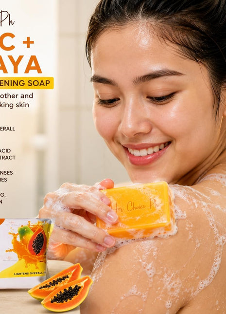 Her Choice Premium Kojic & Papaya Intense Whitening Soap 120g – Skin Brightening Soap Bar for Dark Spots, Acne Marks, Hyperpigmentation, Uneven Skin Tone, Glowing Radiant Skin, Face & Body Whitening
