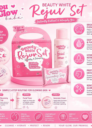 You Glow Babe Beauty White Rejuv Set Rejuvenating Soap, Toner, Sunscreen Cream