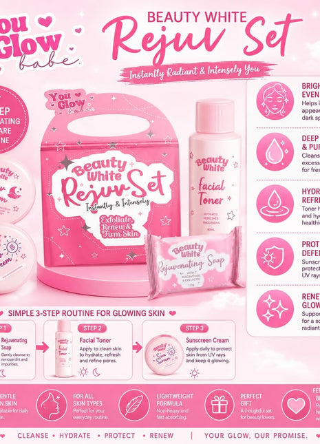 You Glow Babe Beauty White Rejuv Set Rejuvenating Soap, Toner, Sunscreen Cream