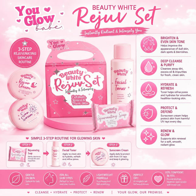 You Glow Babe Beauty White Rejuv Set Rejuvenating Soap, Toner, Sunscreen Cream