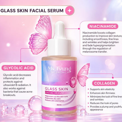 Ms Tsung Glass Skin Facial Serum 30ml – Hydrating & Brightening Face Serum for Smooth, Radiant Glass Skin, Lightweight Daily Skincare