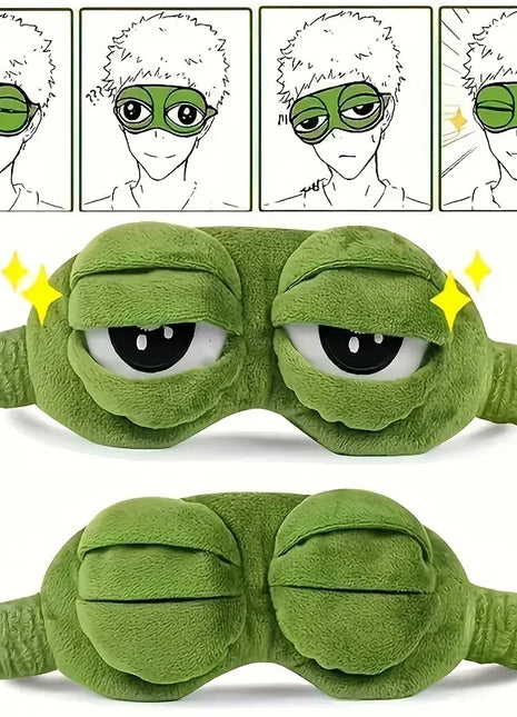 Cute Green Frog Cartoon Eye Mask