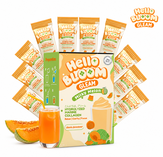 Hello Bloom Gleam Milky Melon Collagen Drink – 180g