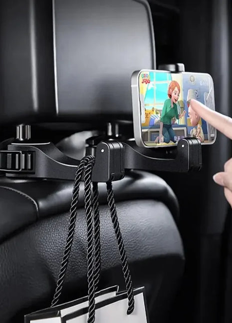 Hidden lock-type rear seat hook for phone and accessories