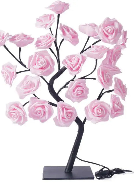 24 LED Rose Tree Lights USB Plug Table Lamp Fairy Flower Night Light For Home Party Christmas Wedding Bedroom Decoration Gift