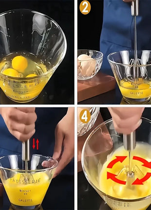 Stainless Steel Push Whisk – Semi-Automatic Hand Mixer for Eggs, Cream & Batter UK