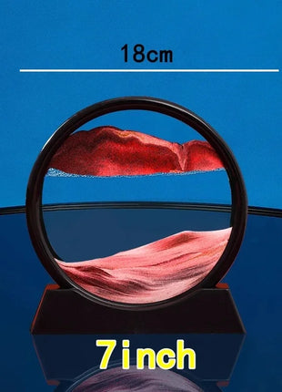 3D Moving Sand Art Picture – Round Glass Deep Sea Sandscape Hourglass Quicksand Decor UK