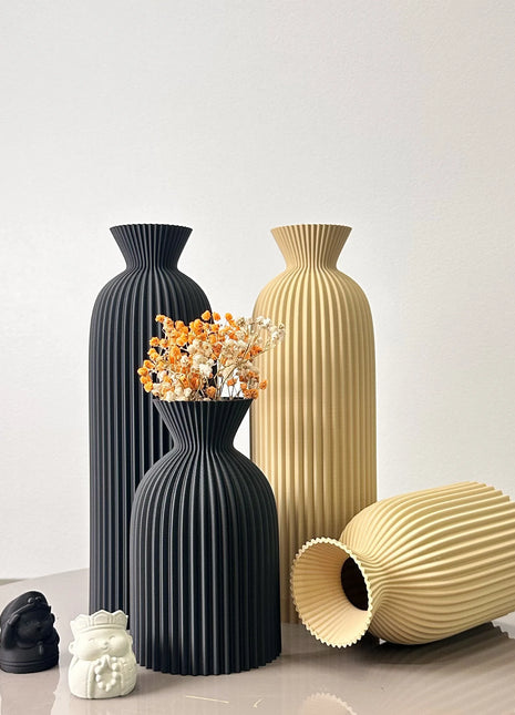 2-Piece Set of Wavy Pattern Art Dry Vase, Dried Flower Vase, Suitable for Home Desktop Decoration Vase, Foyer Decoration Vase, Dried Flower Vase, Office Decoration Vase Ornament, Best Holiday Gift