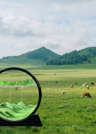 3D Moving Sand Art Picture – Round Glass Deep Sea Sandscape Hourglass Quicksand Decor UK