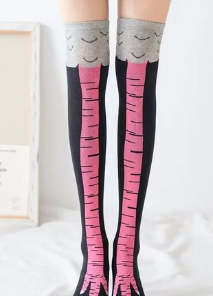 Men’s Funny 3D Chicken Thigh-High Socks – Novelty Cartoon Cosplay Cotton Blend Socks UK