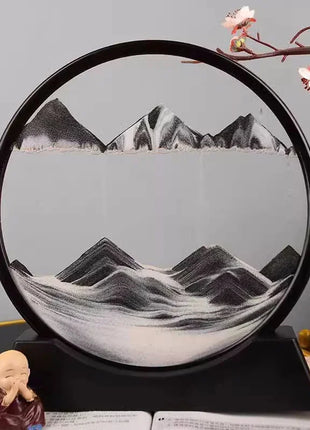 3D Moving Sand Art Picture – Round Glass Deep Sea Sandscape Hourglass Quicksand Decor UK