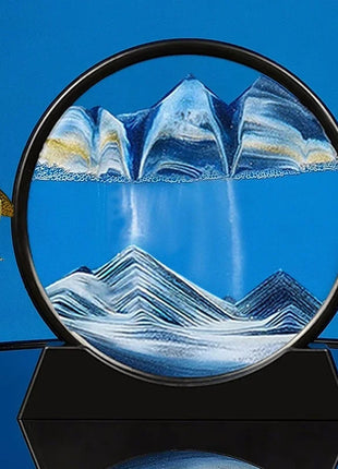 3D Moving Sand Art Picture – Round Glass Deep Sea Sandscape Hourglass Quicksand Decor UK