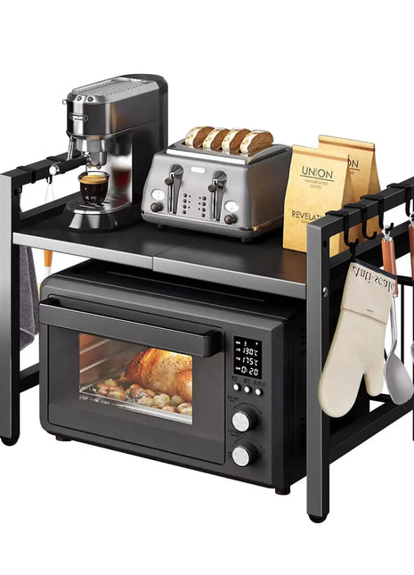 1PC Expandable Microwave Shelf Organiser 42–64cm – Rust-Proof Countertop Storage UK