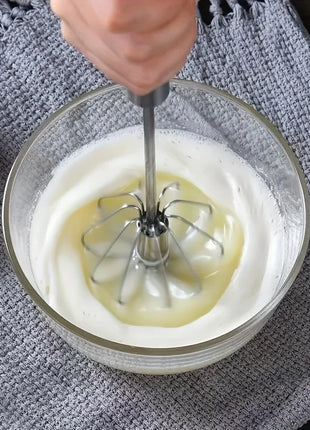 Stainless Steel Push Whisk – Semi-Automatic Hand Mixer for Eggs, Cream & Batter UK