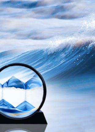 3D Moving Sand Art Picture – Round Glass Deep Sea Sandscape Hourglass Quicksand Decor UK