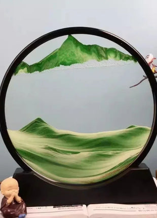 3D Moving Sand Art Picture – Round Glass Deep Sea Sandscape Hourglass Quicksand Decor UK