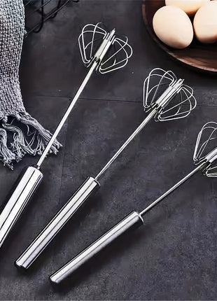 Stainless Steel Push Whisk – Semi-Automatic Hand Mixer for Eggs, Cream & Batter UK