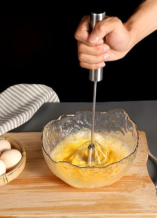Stainless Steel Push Whisk – Semi-Automatic Hand Mixer for Eggs, Cream & Batter UK