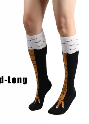 Men’s Funny 3D Chicken Thigh-High Socks – Novelty Cartoon Cosplay Cotton Blend Socks UK