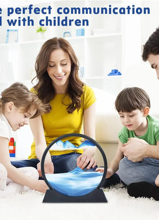 3D Moving Sand Art Picture – Round Glass Deep Sea Sandscape Hourglass Quicksand Decor UK