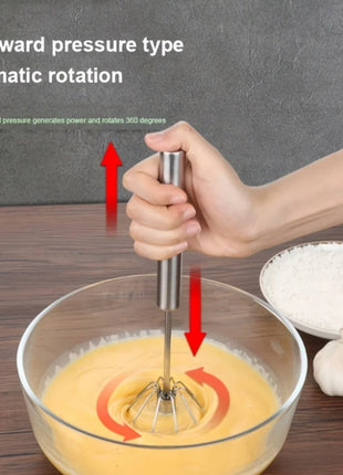 Stainless Steel Push Whisk – Semi-Automatic Hand Mixer for Eggs, Cream & Batter UK